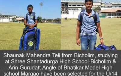 Selected for the U/14 Goa Cricket Team